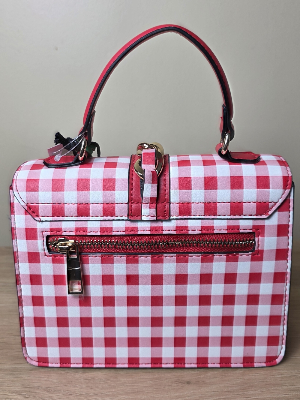 Aldo Red Gingham Strawberry Coin Purse Top-Handle Bag - Picture 2 of 13